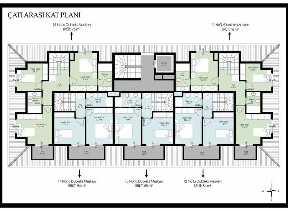 Дуплекс 2+1 в Алании, Турция, 111 м² - фото 10