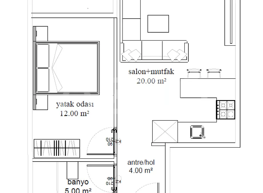 Квартира 1+1 в Алании, Турция, 45 м² - фото 6