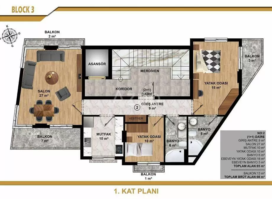 Квартира 2+1 в Алании, Турция, 75 м² - фото 30