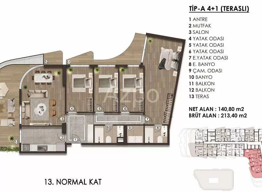 Пентхаус 4+1 в Стамбуле, Турция, 272 м² - фото 18