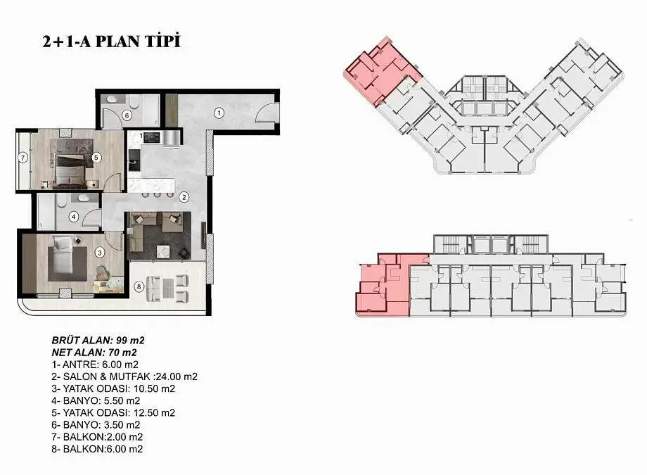 Квартира 2+1 в Мерсине, Турция, 90 м² - фото 21