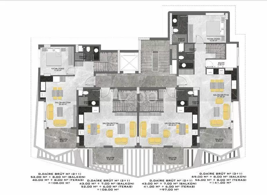 Дуплекс 2+1 в Алании, Турция, 108 м² - фото 18