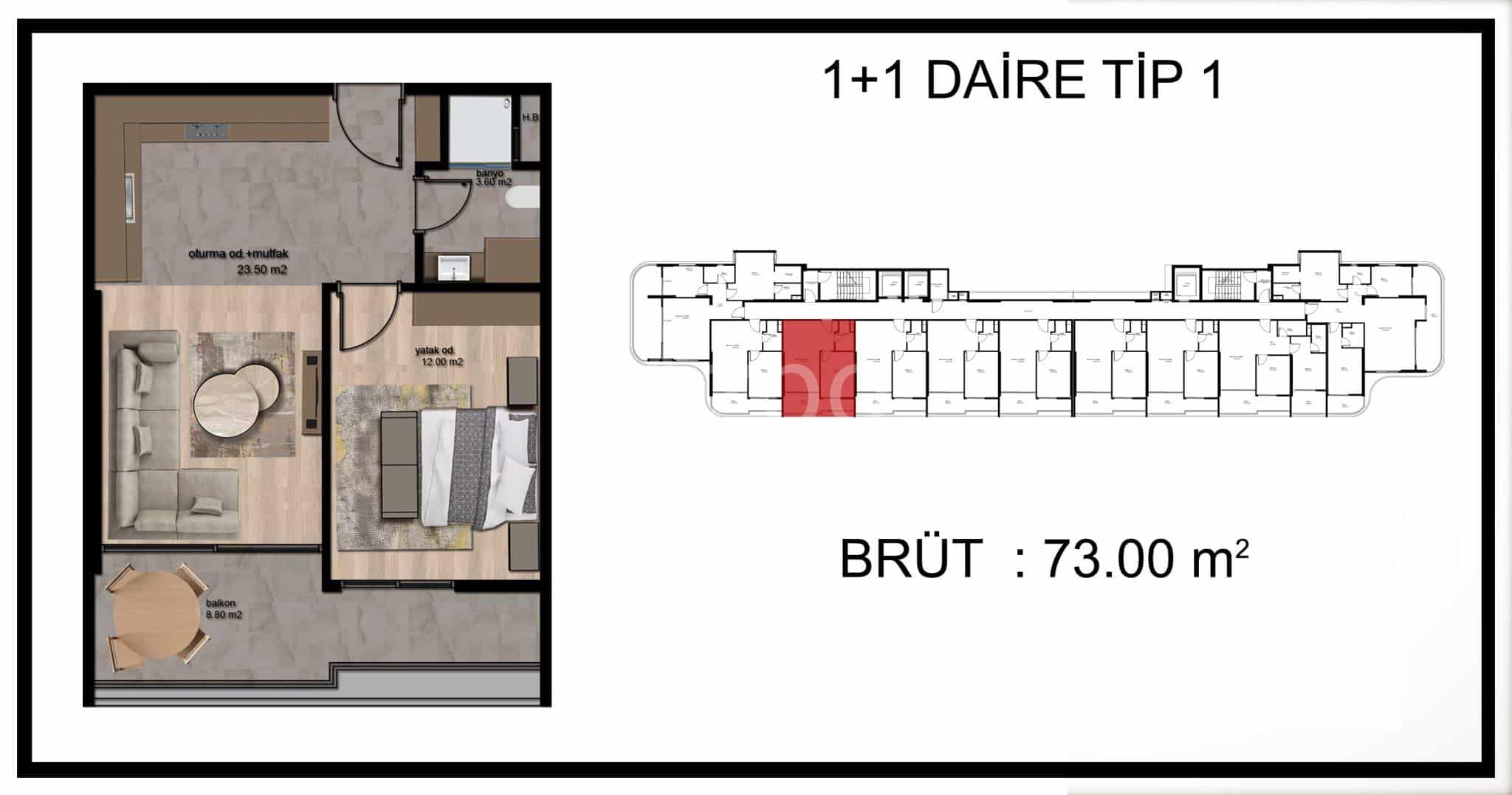 Квартира / Дуплекс 1+1 в Мерсине, Турция, 73 м² - фото 22