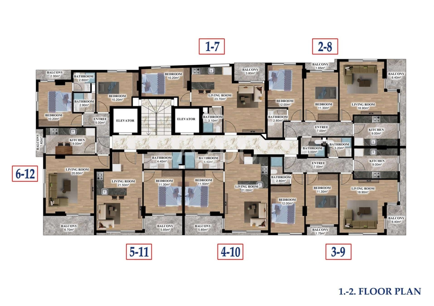 Квартира 1+1 в Алании, Турция, 52 м² - фото 27