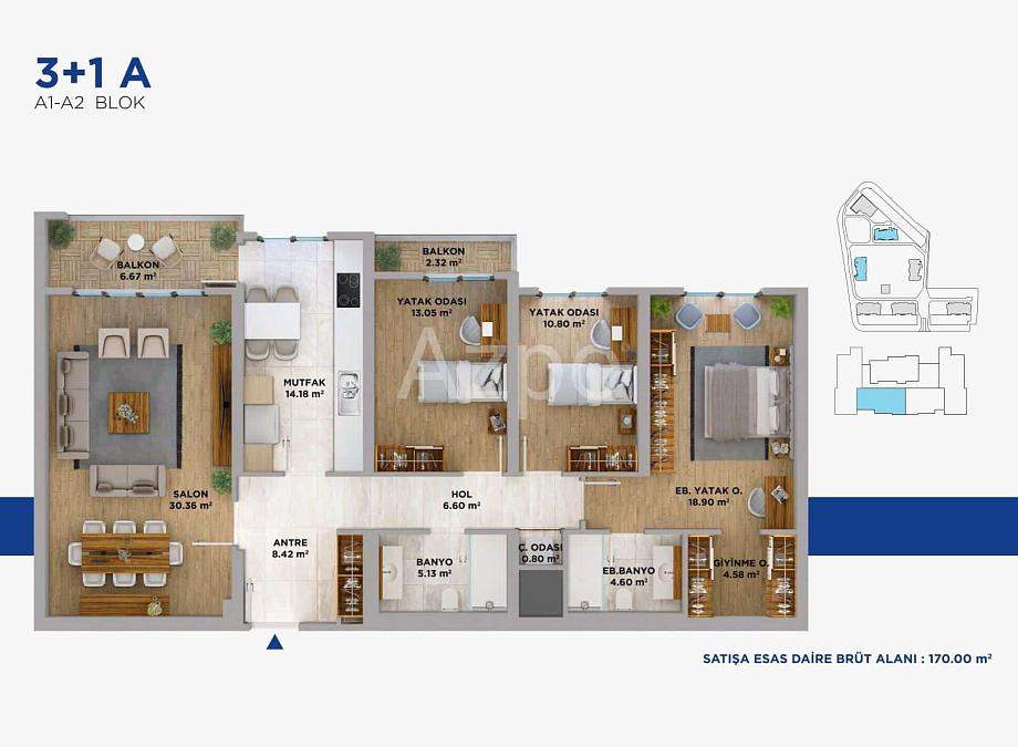 Квартира 3+1 в Стамбуле, Турция, 169 м² - фото 19