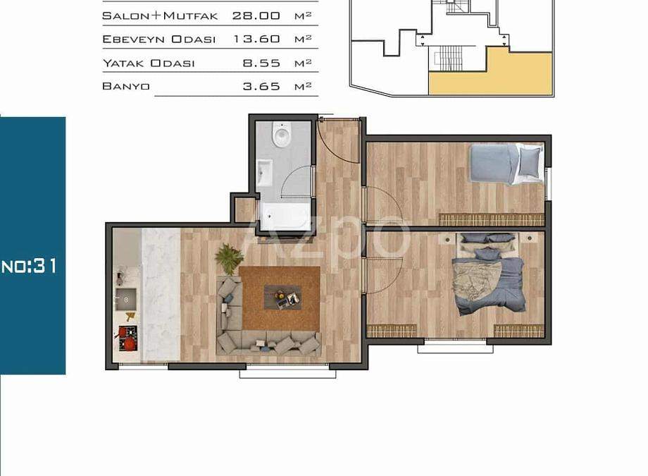 Квартира 2+1 в Стамбуле, Турция, 58 м² - фото 18