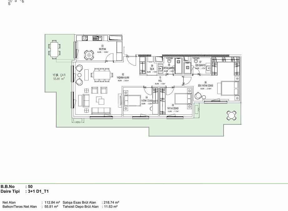 Квартира 3+1 в Стамбуле, Турция, 159 м² - фото 9