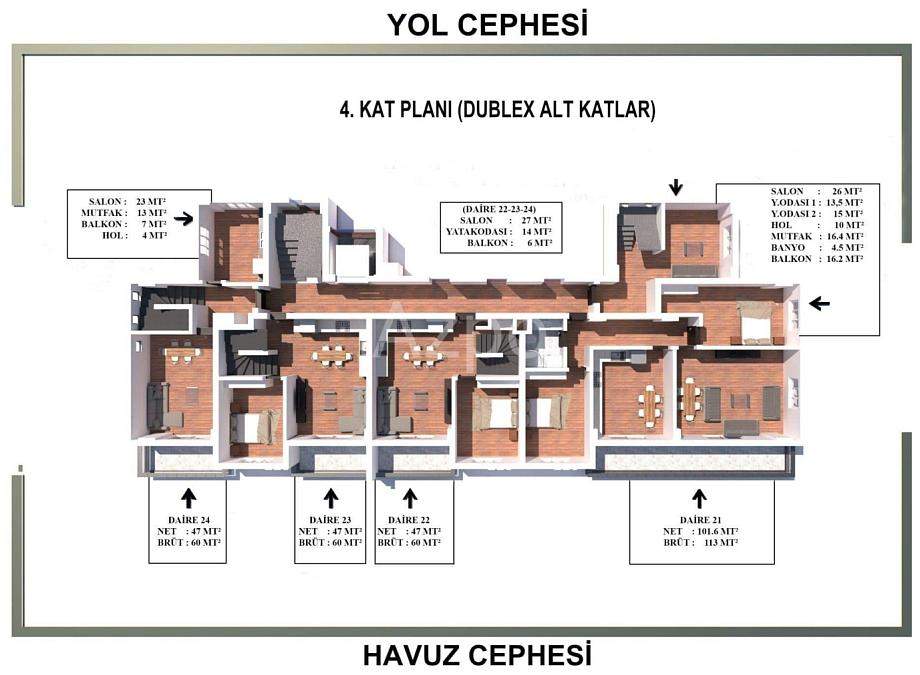 Пентхаус 2+1 в Газипаше, Турция, 125 м² - фото 22