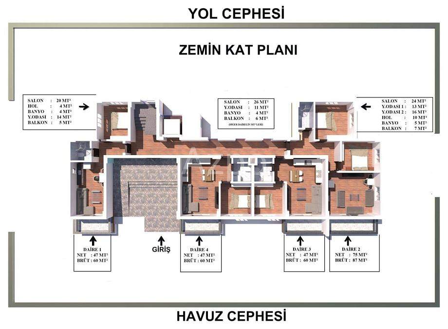 Квартира 1+1 в Газипаше, Турция, 47 м² - фото 31