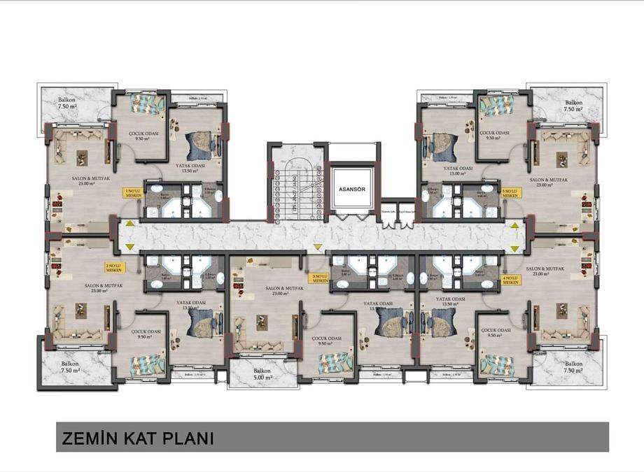 Квартира 2+1 в Алании, Турция, 65 м² - фото 14