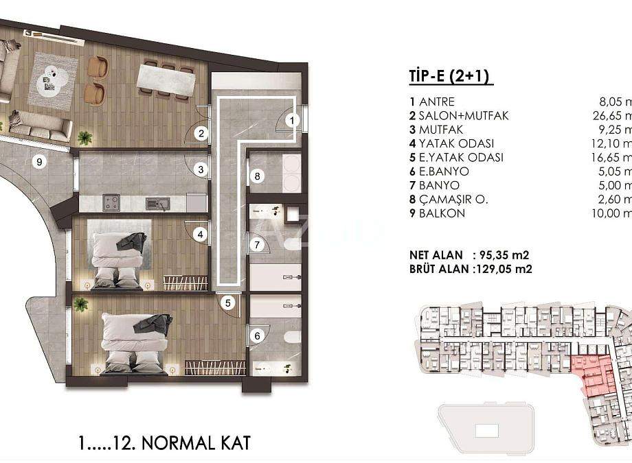 Квартира 2+1 в Стамбуле, Турция, 116 м² - фото 23