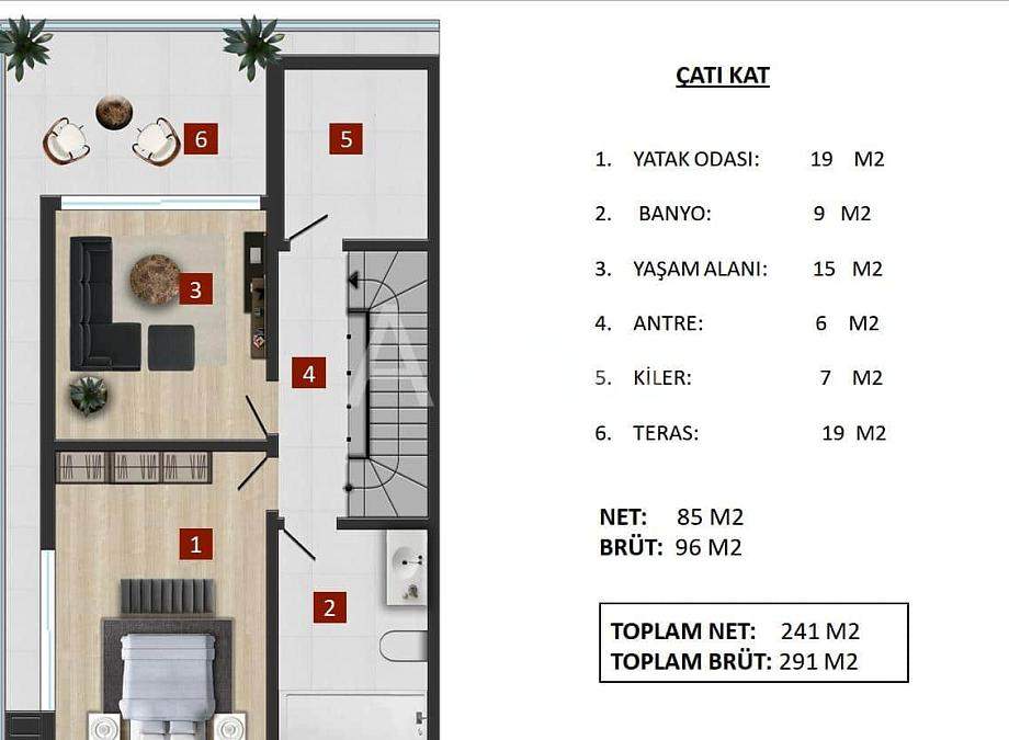 Вилла 5+1 в Анталии, Турция, 291 м² - фото 12