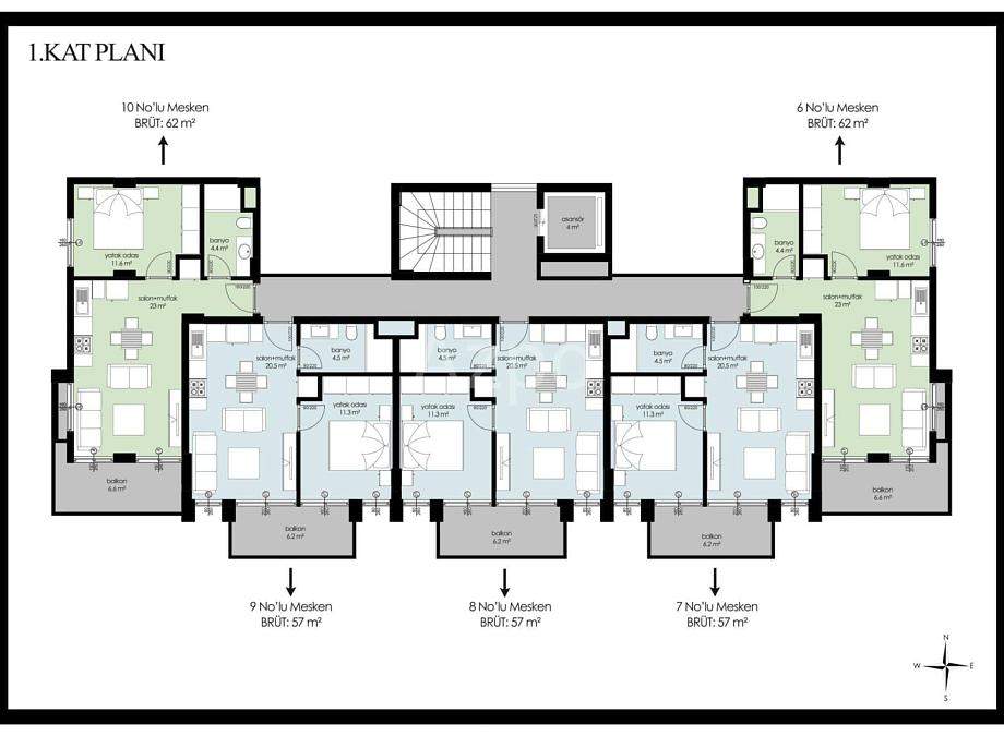 Квартира 1+1 в Алании, Турция, 57 м² - фото 15