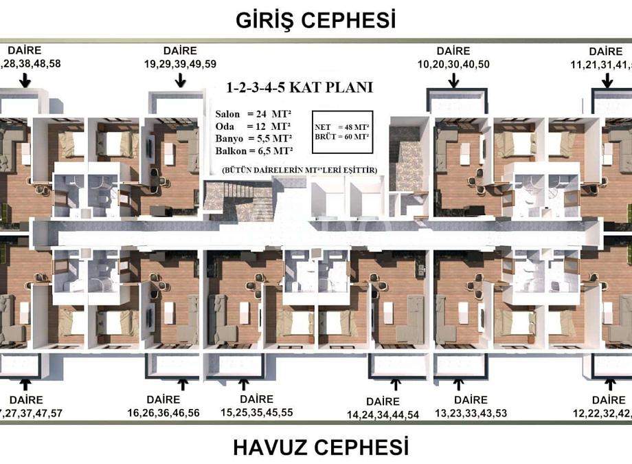 Квартира 1+1 в Газипаше, Турция, 47 м² - фото 34