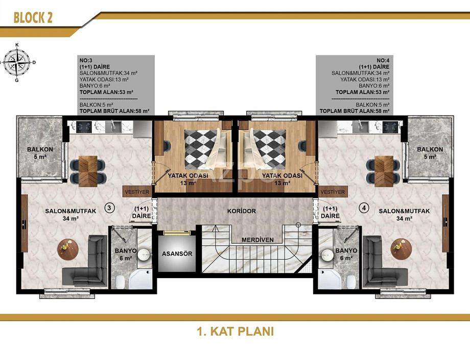 Квартира 1+1 в Алании, Турция, 65 м² - фото 28