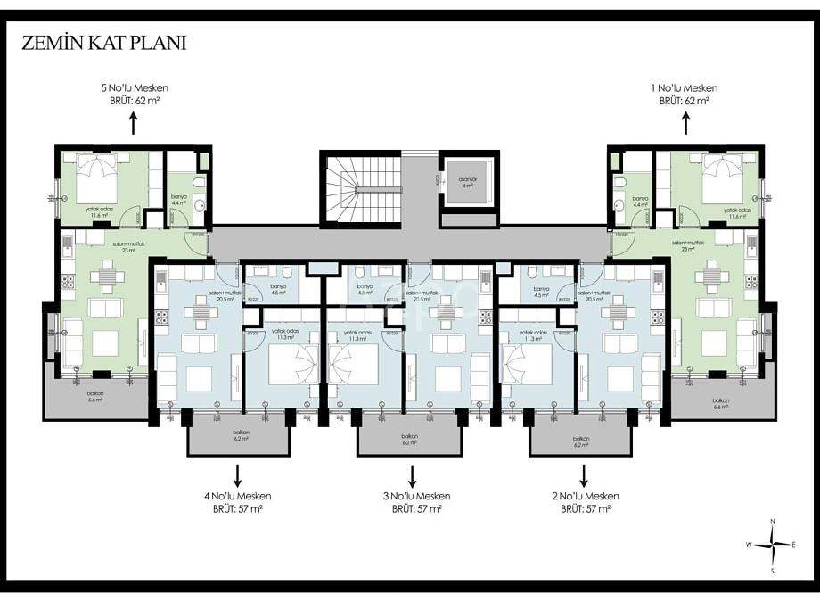 Квартира 1+1 в Алании, Турция, 57 м² - фото 14